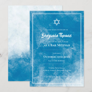 Invitations Bar Mitzvah  Blue Ombre