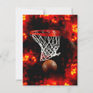 Invitations Basketball, Net & Flames