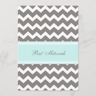 Invitations Bat mitzvah de Blue Grey Chevron