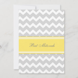 Invitations Bat mitzvah de Chevron gris jaune