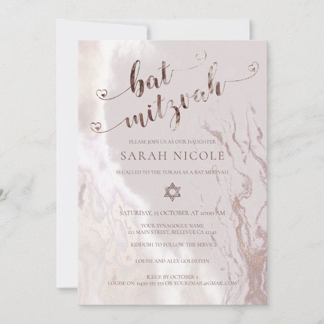 Invitations bat mitzvah | Moderne et chic (Devant)