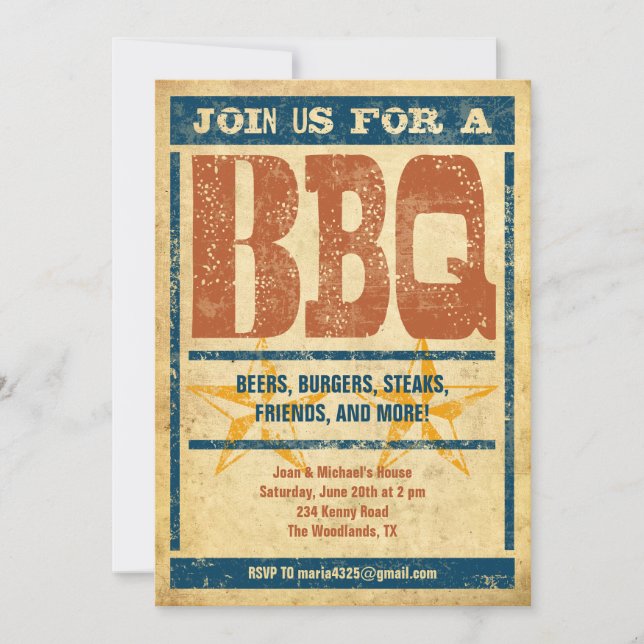 Invitations BBQ de style occidental (Devant)