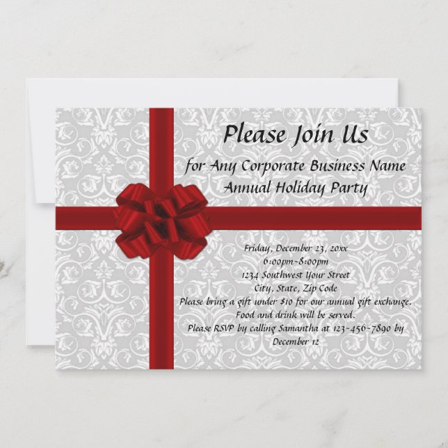 Invitations Big Red Bow Holiday Office Party (Devant)