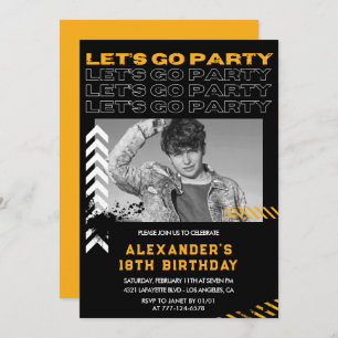 Invitations Black 18e anniversaire Hommes Photo Sp