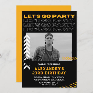 Invitations Black 23e anniversaire Hommes Photo Sp
