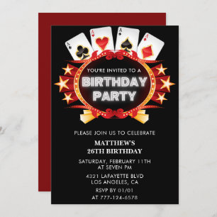 Invitations Black 26e anniversaire Casino Poker Ho