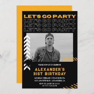 Invitations Black 31e anniversaire Hommes Photo Sp