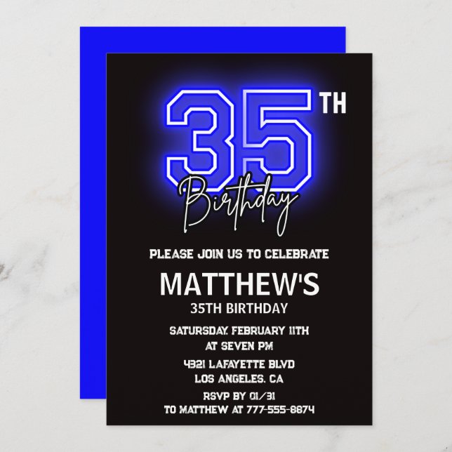 Invitations Black 35e anniversaire Hommes Sport Ne (Devant / Derrière)