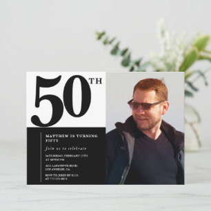 Invitations Black 50e anniversaire Elegant Chic