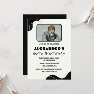 Invitations Black 60e anniversaire Hommes Simple P