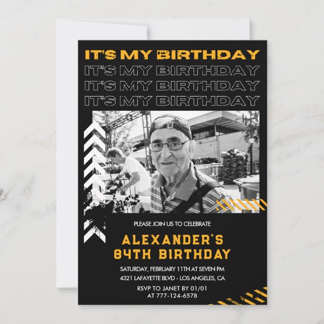 Invitations Black 84e anniversaire Homme Photo (Devant)