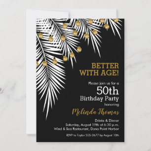 Invitations Black and Gold 50th Birthday Party