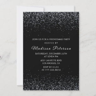 Invitations Black Friendsmas pailletées argent