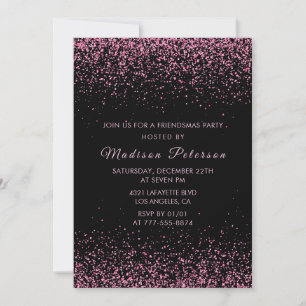 Invitations Black Friendsmas paillettes roses