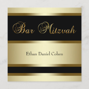 Invitations Black Gold Bar Mitzvah