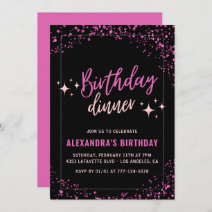 Invitations Black Pink 29e anniversaire Dîner