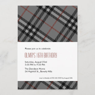Invitations Black Plaid De Designer