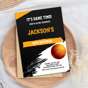 Invitations Black White Basketball