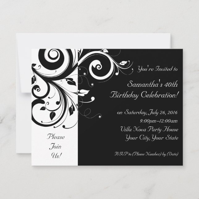 Invitations Black+White Reverse Party (Devant)