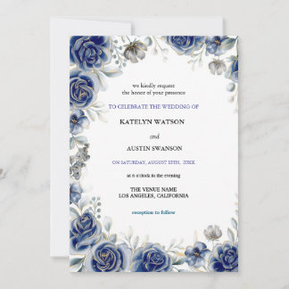 invitations bleu mariage moderne