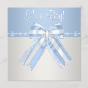 Invitations bleues argentées de douche de bébé de