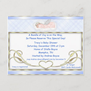 Invitations bleues de baby shower d'ange de