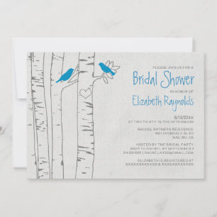 Invitations bleues de Fête de la mariée d'oiseaux