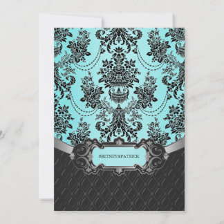 Invitations bleues de mariage de damassé noire