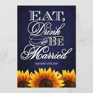 Invitations bleues de mariage de tournesol de
