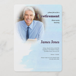 Invitations bleues de partie de retraite de photo