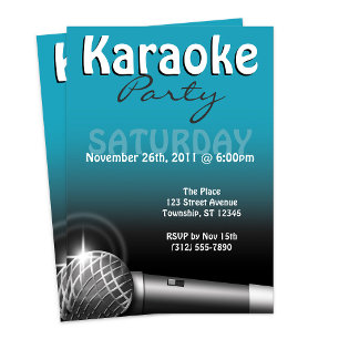 Invitations bleues du Karaoke Party