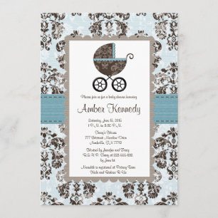 Invitations bleues et Brown de baby shower de