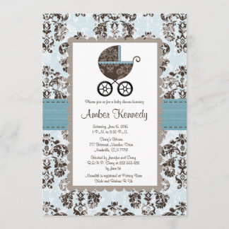 Invitations bleues et Brown de baby shower de