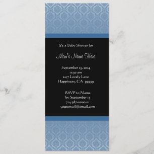 Invitations bleues et noires de baby shower de