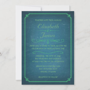 Invitations bleues et vertes de mariage de tableau