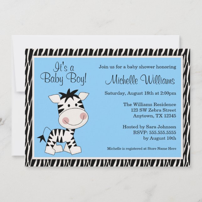 Invitations bleues mignonnes de baby shower de (Devant)