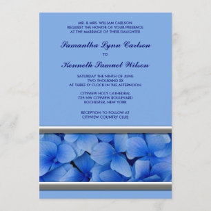 Invitations bleues pourpres de mariage d'hortensia