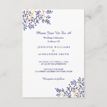 Invitations bleues simples de mariage de nature