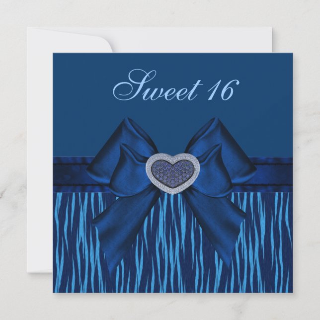 Invitations bleus de coeur de poster de animal et (Devant)