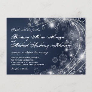 Invitations bleus de mariage de flocons de neige