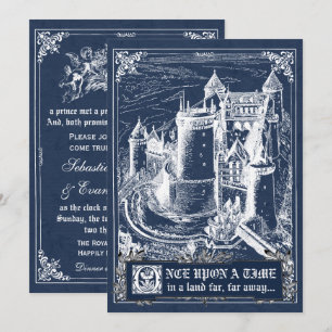 Invitations bleus de mariage de livre de contes de