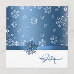 Invitations bleus et blancs d'hiver de flocon de