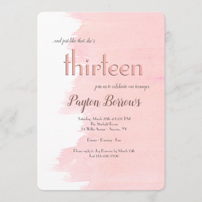 Invitations Blush Birthday Party (Devant)