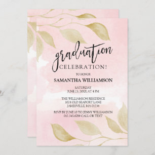 Invitations Blush Pink et Gold Graduation Party