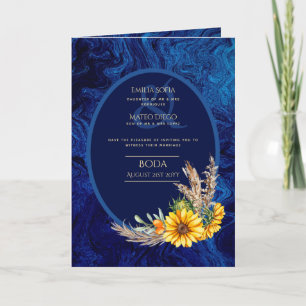 Invitations BODA Espagnol 4pg Royal Blue Sunflower