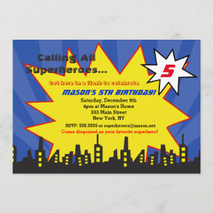 Invitations Boys de fête d'anniversaire Superhero
