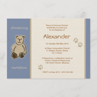 Invitations Brown de Christening D'Ours