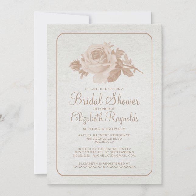 Invitations Brown de Fêtes des mariées florales/fl (Devant)
