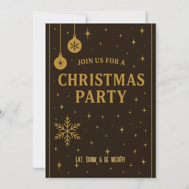 Invitations Brown & Gold Christmas Party (Devant)
