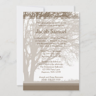 Invitations Brown Tree of Life Bar Mitzvah